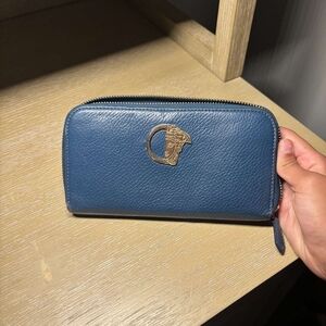 Versace Blue Leather Women's Wallet